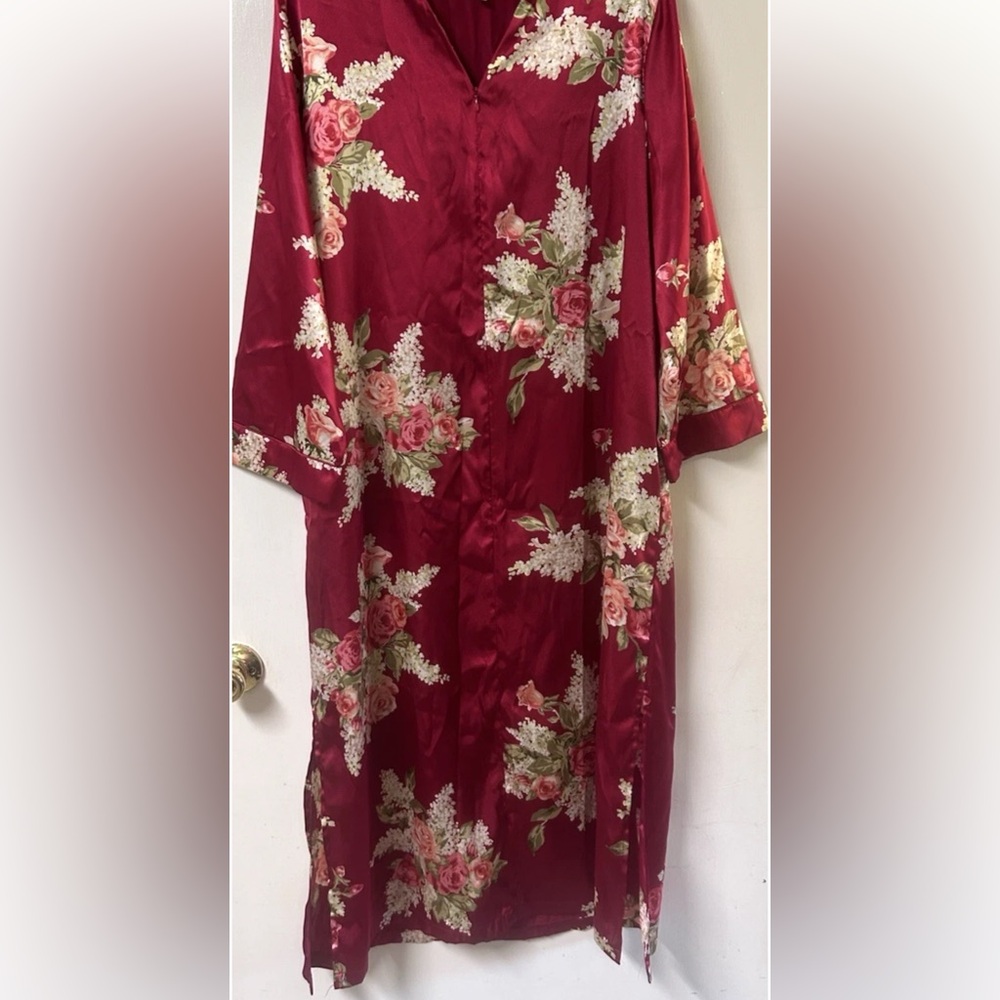 Oscar Dela Renta Pink Label Floral Kaftan Robe House Dress Size Large Designer